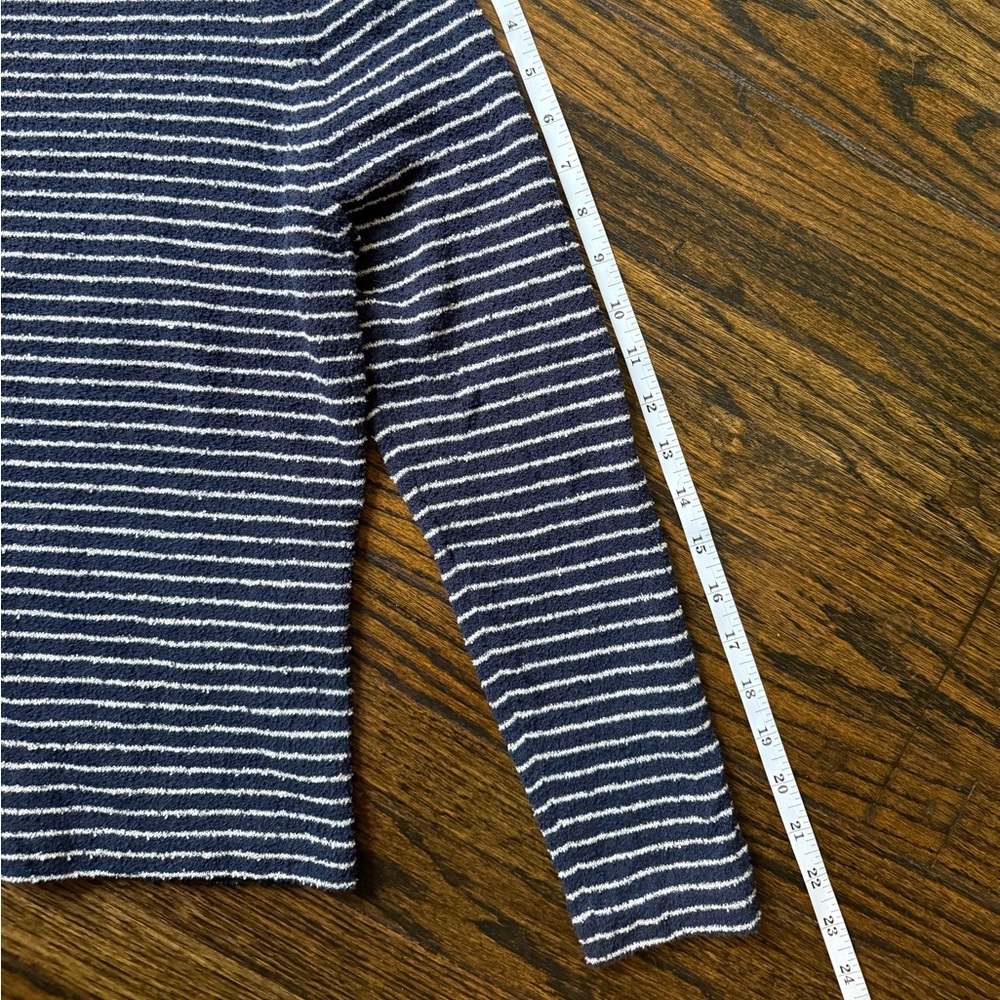 Doen, Boatneck Long Sleeve Top, Navy and White Striped, Small - Picture 5 of 6